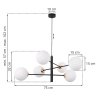 Lampa sufitowa VICENZA, wisząca, czarno-złota, biały długi żyrandol glamour, kule, 6xE14