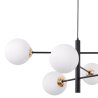 Lampa sufitowa VICENZA, wisząca, czarno-złota, biały długi żyrandol glamour, kule, 6xE14