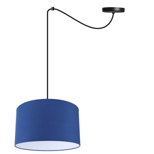 OUTLET -30% Lampa Wisząca Pojedyncza Biała Pająk Abażur Granatowy