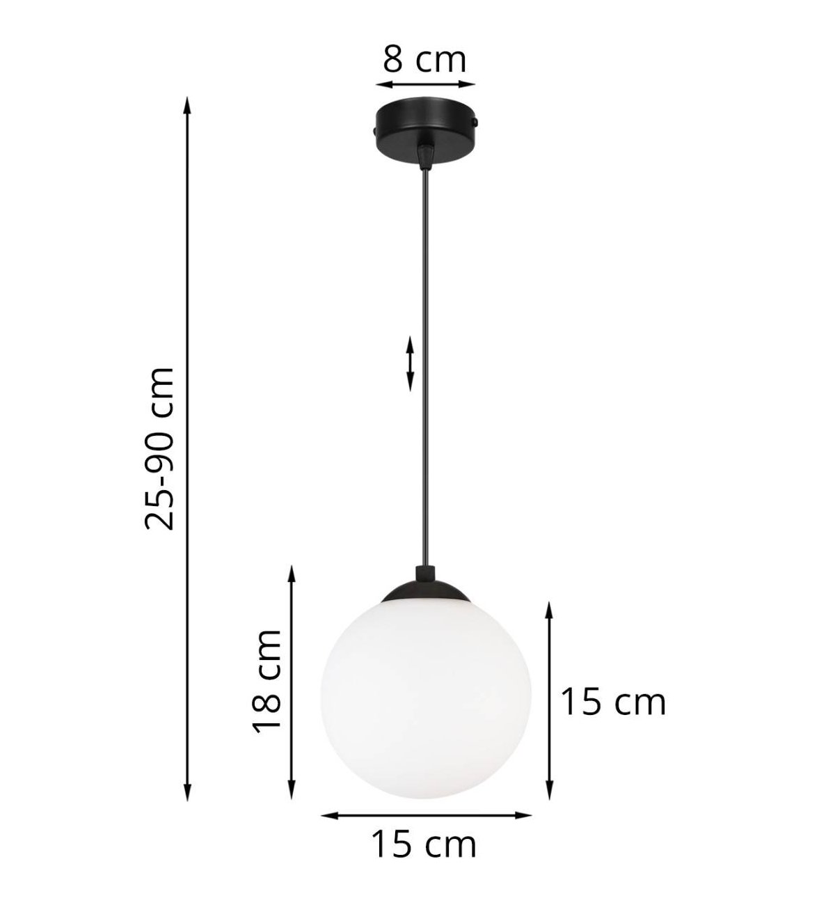 ᐈ OUTLET -10% Regulowana wisząca lampa sufitowa biała kula 15 cm czarna ...