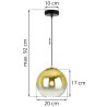 Lampa Sufitowa Zwis ze Złotym Kloszem BERGEN GOLD wymoary