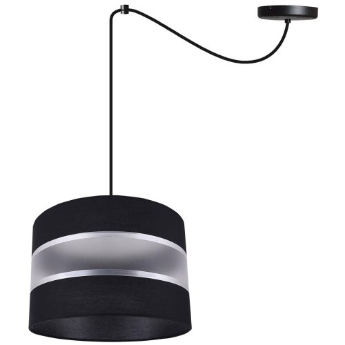 OUTLET -50% Lampa Wisząca Pojedyncza z Czarnym Abażurem