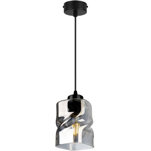 OUTLET -50% Lampa Wisząca Pojedyncza Nowoczesna ze Szklanym Kloszem w Kolorze Aluminium