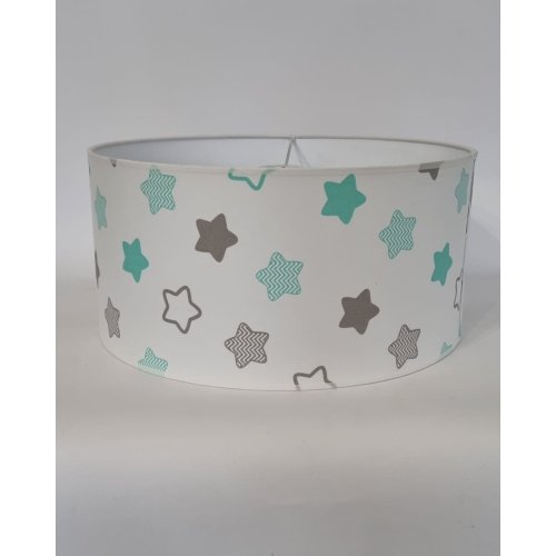 OUTLET -30% Lampa Wisząca Dziecięca Abażur Wzór Gwiazdki na Białym tle