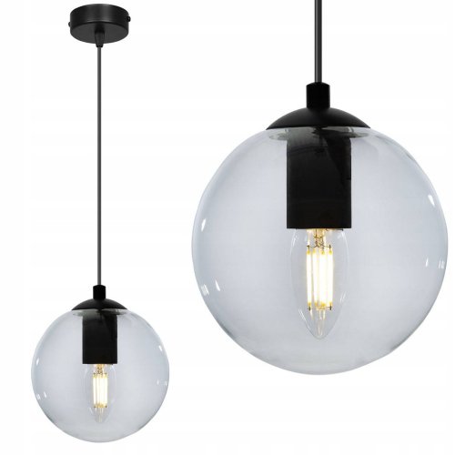 OUTLET -20% Nowoczesna Regulowana Lampa Wisząca w Stylu Loft ze Szklanym Kloszem Bezbarwnym