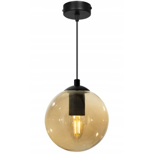 OUTLET -20% Nowoczesna Regulowana Lampa Wisząca w Stylu Loft ze Szklanym Kloszem Miodowym
