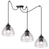 Lampa wisząca VENICE, sufitowa, potrójna, czarny pająk loft, do kuchni, salonu, pokoju, szklany