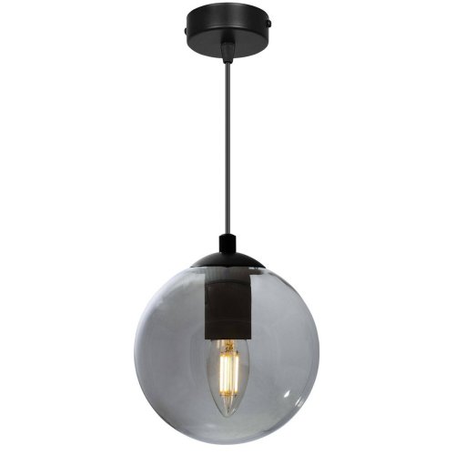OUTLET -20% Nowoczesna Regulowana Lampa Wisząca w Stylu Loft ze Szklanym Kloszem Grafitowym