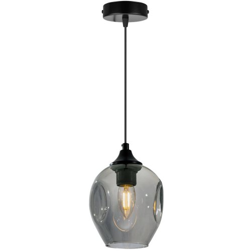 OUTET -10% Loftowa Lampa Wisząca ze Szklanym Kloszem Grafitowym