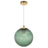 Lampa wisząca CANNES, sufitowa, pojedynczy żyrandol, zielony kryształ, kula, nad stół, glamour