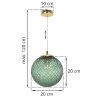 Lampa wisząca CANNES, sufitowa, pojedynczy żyrandol, zielony kryształ, kula, nad stół, glamour