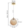 Lampa wisząca CANNES, sufitowa, żyrandol glamour, pojedyncza miodowa kula, kryształ, 15cm