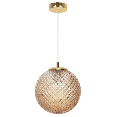 Lampa wisząca CANNES, sufitowa, pojedyncza, miodowy kryształ, kula glamour do salonu, jadalni