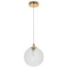 Lampa wisząca CANNES, sufitowa, pojedyncza, bezbarwna kula kryształ, złota podsufitka, glamour