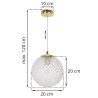 Lampa wisząca CANNES, sufitowa, przezroczysta kryształowa kula glamour, złote akcenty, 20cm