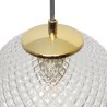 Lampa wisząca CANNES, sufitowa, przezroczysta kryształowa kula glamour, złote akcenty, 20cm