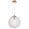 Lampa wisząca CANNES, sufitowa, pojedyncza, przezroczysta kryształowa kula, złota podsufitka