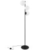 Lampa stojąca podłogowa SIENA, do salonu, sypialni, czarna, białe szklane kule, potrójna, E14