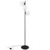 Lampa stojąca podłogowa SIENA, do salonu, sypialni, czarna, białe szklane kule, potrójna, E14