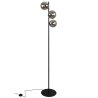 Lampa stojąca podłogowa SIENA, czarna, dodatki chrom, grafitowe szkło, loft, 3 źródła światła E14
