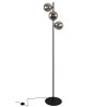 Lampa stojąca podłogowa SIENA, czarna, dodatki chrom, grafitowe szkło, loft, 3 źródła światła E14