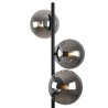 Lampa stojąca podłogowa SIENA, czarna, dodatki chrom, grafitowe szkło, loft, 3 źródła światła E14