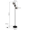 Lampa stojąca podłogowa SIENA, czarna, dodatki chrom, grafitowe szkło, loft, 3 źródła światła E14