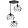 Lampa wisząca STELLA, sufitowa, 3-punktowa, czarna konstrukcja, nowoczesny loft, nad stół i wyspę