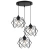 Lampa wisząca STELLA, sufitowa, 3-punktowa, czarna konstrukcja, nowoczesny loft, nad stół i wyspę