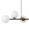 Lampa wisząca SIENA, sufitowa, czarny długi żyrandol loft typu listwa, białe szklane kule, nad stół