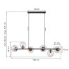 Lampa wisząca SIENA, sufitowa, czarna listwa do kuchni i salonu, szklane przezroczyste kule, 6xE14