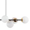 Lampa sufitowa SIENA, wisząca, żyrandol loft, czarno-złota konstrukcja, białe kule ze szkła, 8xE14
