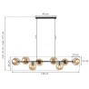 Lampa wisząca SIENA, sufitowa, czarny żyrandol listwa ze szklanymi kloszami, złoty, nad stół, 8 źródeł