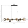 Lampa sufitowa SIENA, wisząca, czarny żyrandol ze złotymi akcentami, szklane kule, nowoczesny, loft