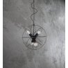 Lampa Loft Okrągły Klosz Czarna na Szarym Tle