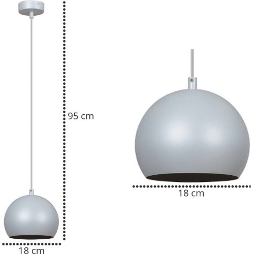 OUTLET -30% Nowoczesna Lampa Wisząca Kula Ball Jasnoszary