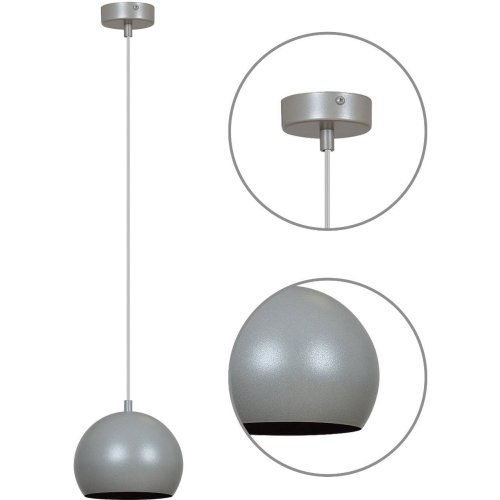 OUTLET -30% Nowoczesna Lampa Wisząca Kula Ball Szara