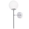 Lampa typu kinkiet SIENA, ścienna, sufitowa, konstrukcja chrom, biały klosz w kształcie kuli, styl loft, E14