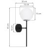 Lampa ścienna typu kinkiet, SIENA, czarna, dodatki chrom, biała kula, loft, nowoczesna, do salonu, jadalni