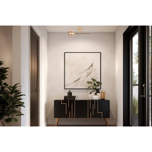 Złoty kinkiet SIENA, lampa ścienna z miodowym szklanym kloszem, plafon do salonu, jadalni, sypialni, loft