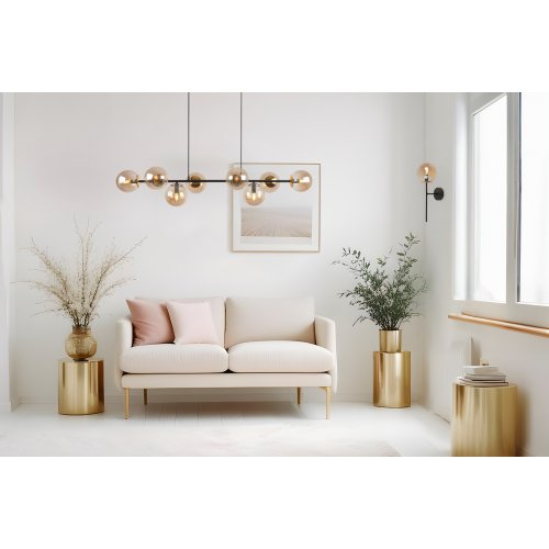 Lampa ścienna SIENA, czarny kinkiet ze złotymi dodatkami, styl loftowy, do łazienki, sypialni, przedpokoju