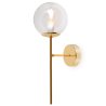 Złoty kinkiet ścienny SIENA, lampa loft z przezroczystym kloszem w kształcie kuli, glamour, do salonu, E14