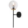 Lampa ścienna SIENA, czarny plafon w stylu loft, złote akcenty, przezroczysty klosz w kształcie kuli, gwint E14