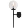 Lampa ścienna SIENA, czarny kinkiet ścienny sufitowy, plafon loft z przezroczystym szklanym kloszem, kula