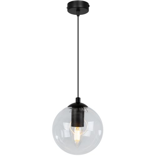 Regulowana lampa wisząca, klosz kula 14 cm, przeźroczyste szkło, dekoracyjne wgniecenia w szkle, E27
