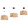 Lampa sufitowa wisząca RATTAN, duży okrągły abażur z rattanu, beżowy, 40cm, nad stół do salonu, E27