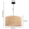 Lampa sufitowa wisząca RATTAN, duży okrągły abażur z rattanu, beżowy, 40cm, nad stół do salonu, E27