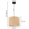 Lampa sufitowa wisząca RATTAN, beżowy rattanowy abażur 20cm, styl boho, do kuchni, jadalni, sypialni