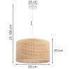 Lampa sufitowa wisząca RATTAN, żyrandol z rattanowym naturalnym abażurem, styl boho, pojedynczy