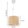 Lampa sufitowa wisząca RATTAN, pojedyncza, żyrandol z rattanowym abażurem, styl boho, 20cm, E27